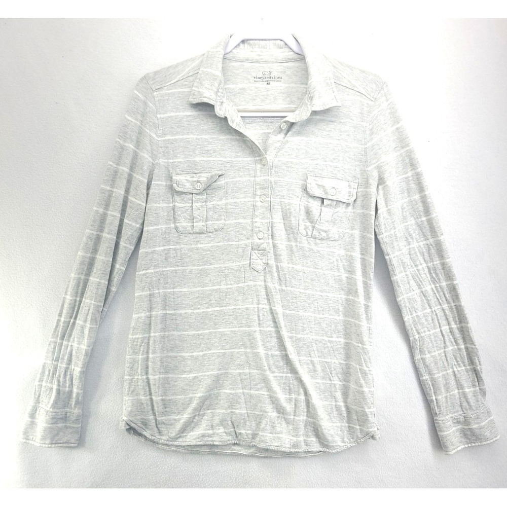 Vineyard Vines Womens Cotton Blend 1/2 Button Popover Pullover Shirt Blouse Sz M